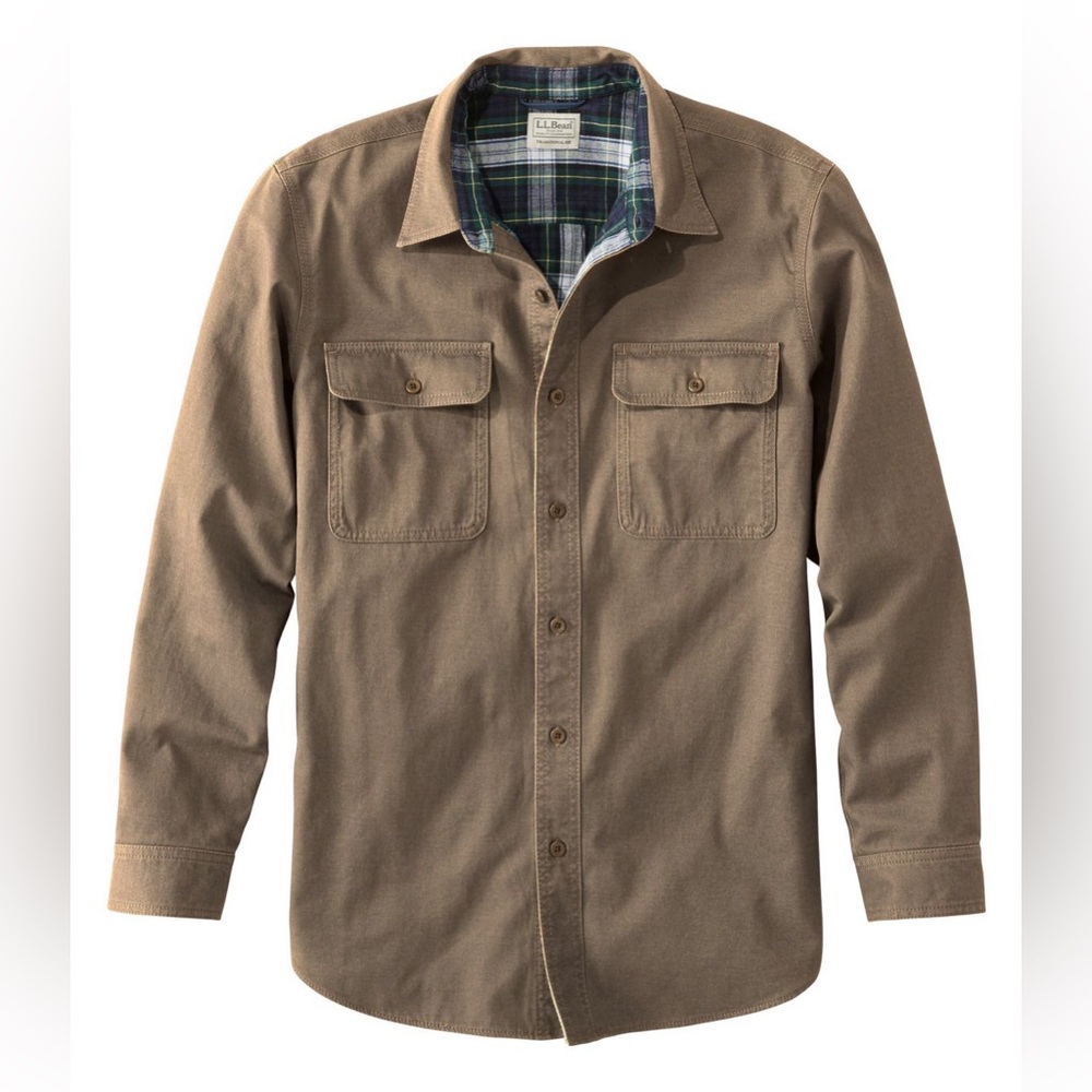 LL BEAN Men's Flannel-Lined Hurricane Jacket/Shirt Size Small